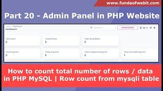 Part 20 - How to count total number of rows / data in PHP MySQL | Row count from db table in php