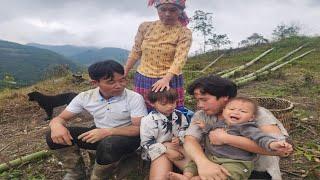 The family of the 2-year-old girl visited and helped the orphan boy build a new bamboo house