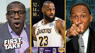 FIRST TAKE | "The King is BACK!" - Shannon on LeBron drops Triple-Double as Lakers beat Kings131-127