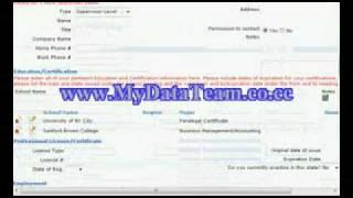 Candidate Application Page