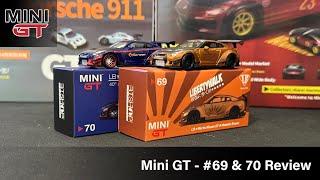 Mini GT - LB Works Nissan GT-R Metallic Brown #69 MGT00069 & Nissan GT-R Intersport #70 MGT00070