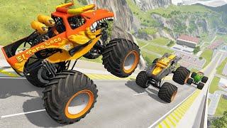 Ultimate Monster Truck Rampage: Insane High Jumps & Crashes in BeamNG Drive