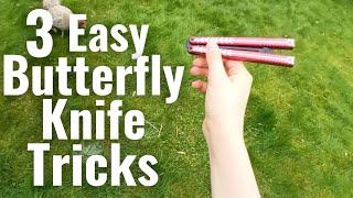 3 easy BEGINNER Butterfly Knife Tricks.