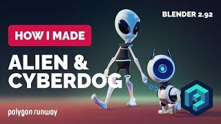 Alien & Cyberdog in Blender 2.92 - 3D Modeling Process | Polygon Runway