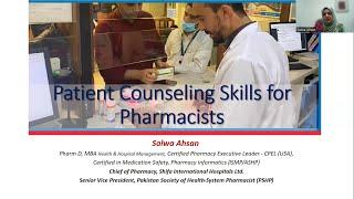 Patient Counseling skills for Pharmacists Speaker Salwa Ahsan