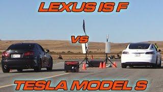 Tesla Model S vs Lexus ISF - 1/2 Mile Drag Race!