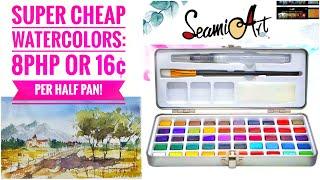 My Cheapest Watercolor Pan Set: SEAMIART Watercolors (Unboxing and Review)