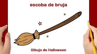 Cómo dibujar una escoba de bruja de Halloween | Dibujos de Halloween Fáciles