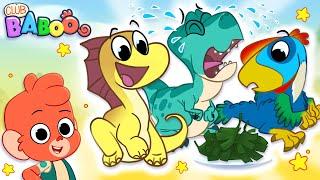 Club Baboo | Why are the baby Dinosaurs crying? | They are hungry! | Learn what Dinobabies Eat!