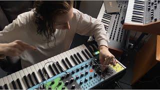 Slut Online creates sound on a synthesizer moog matriarch