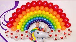 HOW TO MAKE A BALLOON ARCH  (balloons rainbow column) balloon decoration ideas - gustavo gg