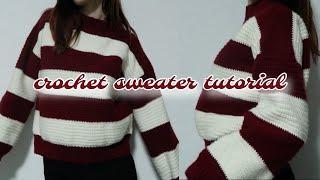 CROCHET SWEATER TUTORIAL | beginner friendly | striped crochet sweater | STEP BY STEP