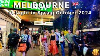 Melbourne Australia at Night in October Spring 2024 4K Video