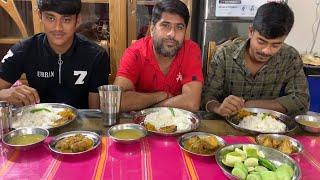 eating show with talk eating chicken curry and Hilsa fish fry