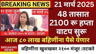 ४८ तासात २१०० रू जमा ladki bahin yojana new update 21 march | ladki bahin update paise kadhi yenar