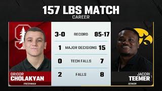 157 LBs: Iowa's Jacori Teemer vs. Stanford's Grigor Cholakyan | Big Ten Wrestling | 11/09/24