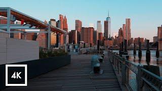 Morning Sunrise Walk in Brooklyn Heights, Brooklyn Bridge Park,  Manhattan View