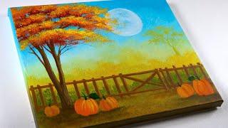 Acrylic Painting tutorial | Fall painting | Autumn Landscape Painting | Aham Art