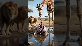 Predator Giraffe?! Shocking Scene Leaves Lions Speechless. #shortvideo #shortsfeed #short