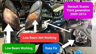 how to replace main dipped low beam bulb on Renault Scenic mk3 #headlight