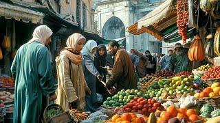  MARRAKECH WALKING TOUR, MOROCCO STREET FOOD, IMMERSE YOURSELF IN THE ENCHANTING OLD CITY, 4K HDR