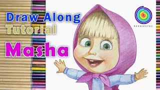 Drawing Masha | Drawing Cartoon Characters | Draw Along Tutorial