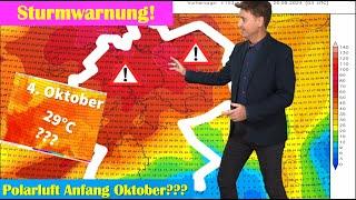 Sturm, fast 30 °C und Polarluft: Anfang Oktober alles möglich. Bis Sonntag sonnig und warm. Wetter.