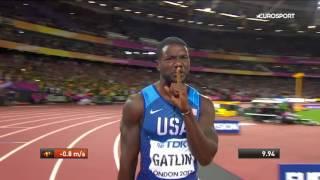 Usain Bolt Last Race loses To Justin Gatlin Men's 100m FINAL London 2017 IAAF World Champions