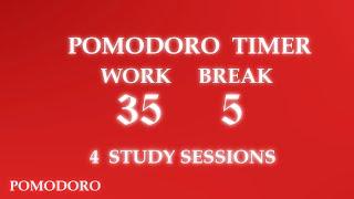 Pomodoro 35/5 - Study - Work - Deep Focus - Countdown Timer - No Music - 4 Study Sessions