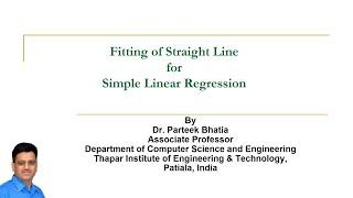 Fitting of Straight Line for Simple Linear Regression | Machine Learning | Parteek Bhatia