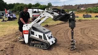 Bobcat MT55 with Augear how to drill a hole pcrsol