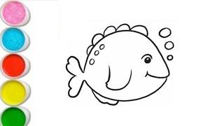 Drawing Colorful Fish  | Fun Rainbow Fish Drawing Ideas for Kids,