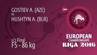 1/2 FS - 86 kg: A. GOSTIEV (AZE) df. A. HUSHTYN (BLR), 3-1