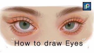 How I Draw Eyes || Step by step tutorial on ibisPaintx || with subtitles