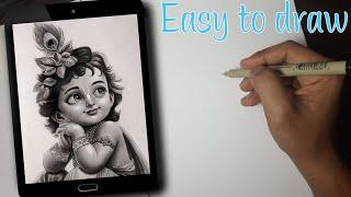 Easy to draw lord krishna || simple and easy