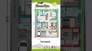 30'×35' House Plan with Car Parking, 2-BHK, 2 Layouts for Hall (Great Room: Living+ Dining+ Kitchen)