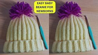 Crochet Baby Hat | Easy Peasy Rib Stitch Beanie for Beginners | Perfect for Photoshoots #diy