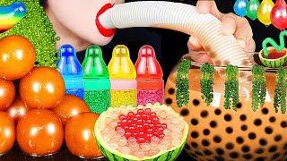 ASMR RAINBOW DRINKS *VAMPIRE FISH BOWL BOBA TEA, JELLY CANDY, FROG EGGS, BIRD GLASS, 신기한 물먹방 MUKBANG