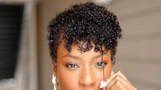 Super defined curly bang wash & go on a short TWA | natural hair