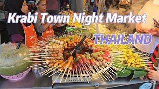 [4K] Walking in Krabi Town Night Market, Thailand .