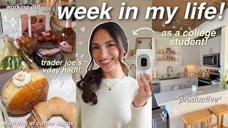 COLLEGE WEEK IN MY LIFE VLOG!  *productive + realistic* grocery shopping, studying, cleaning, etc!