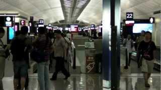 A walk inside Hong Kong Airport Chek Lap Kok. Designed by Norman Foster