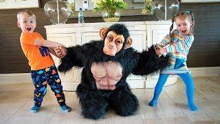 FUNNY MONKEY visited Gaby and Alex (Video for Kids)