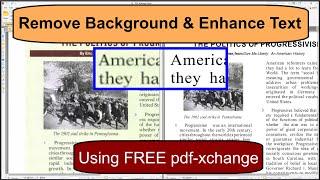 Remove background & enhance text of pdf - using Free pdf-xchange editor