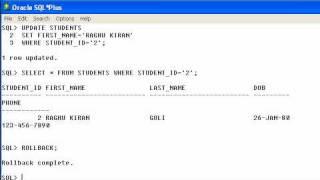 SQL: TRANSACTION CONTROL STATEMENTS (COMMIT, ROLLBACK, SAVEPOINT)