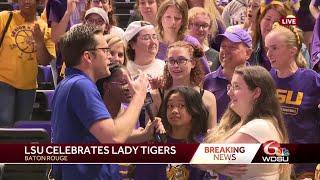 LSU students celebrate the NCAA championship