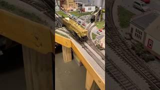 Huge O Scale Steam Locomotive on HO Train Layout  #train #hoscaletrains #modelrailway