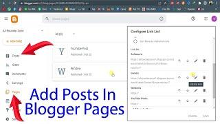 How to Add Post in Blogger Pages | Create Pages in Blogger | Add Posts & Pages Menu In Blogger