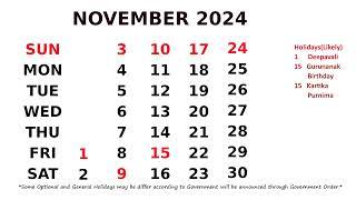 Calendar November 2024