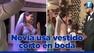 Novia usa vestido corto en boda e internautas la critican